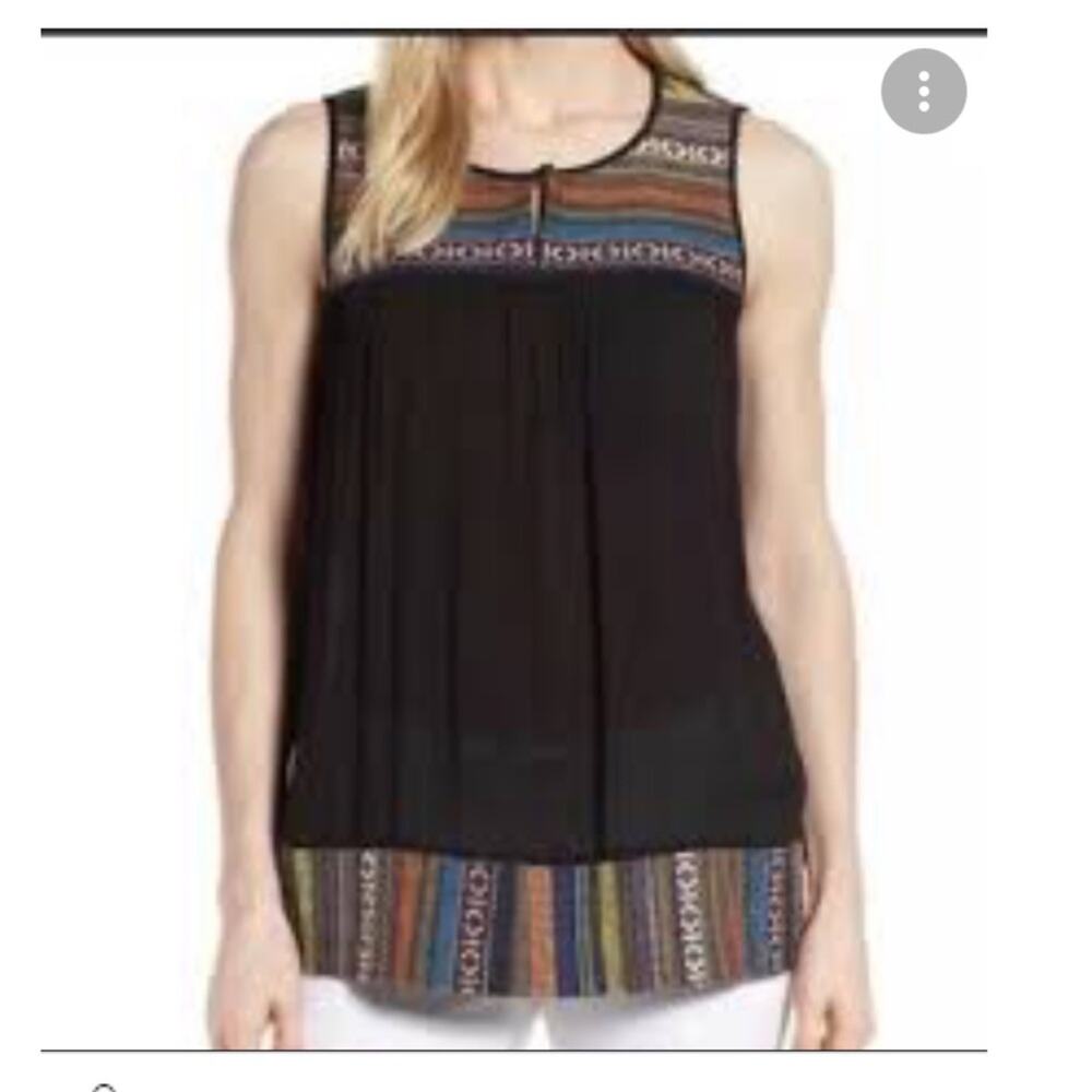 Pleione Women Blue Embroidered Sleeveless Blouse Size MP